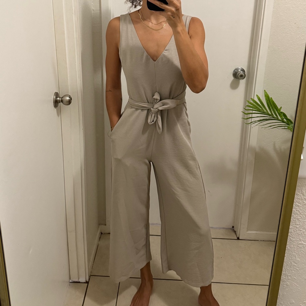 Pants jumpsuit w/ wrap ties